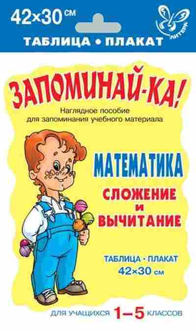 Книга Математика Сложение и вычитание Таблица-плакат 42*30, б-2719, Баград.рф